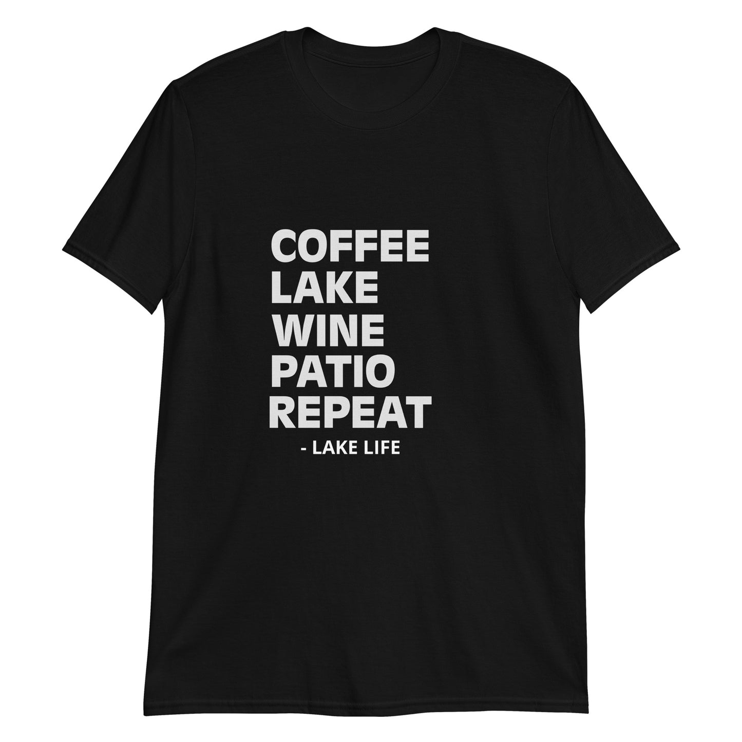 Lake Life - Coffee Lake Wine Patio Repeat Short-Sleeve Unisex T-Shirt