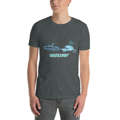 Wakesurf Boat With Big Wave & Surfer Short-Sleeve Unisex T-Shirt