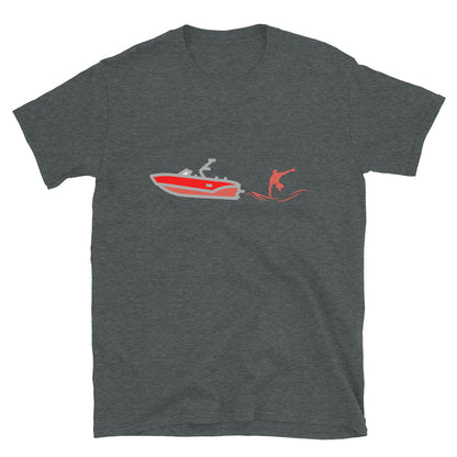 Wakesurf Boat & Surfer Red Short-Sleeve Unisex T-Shirt