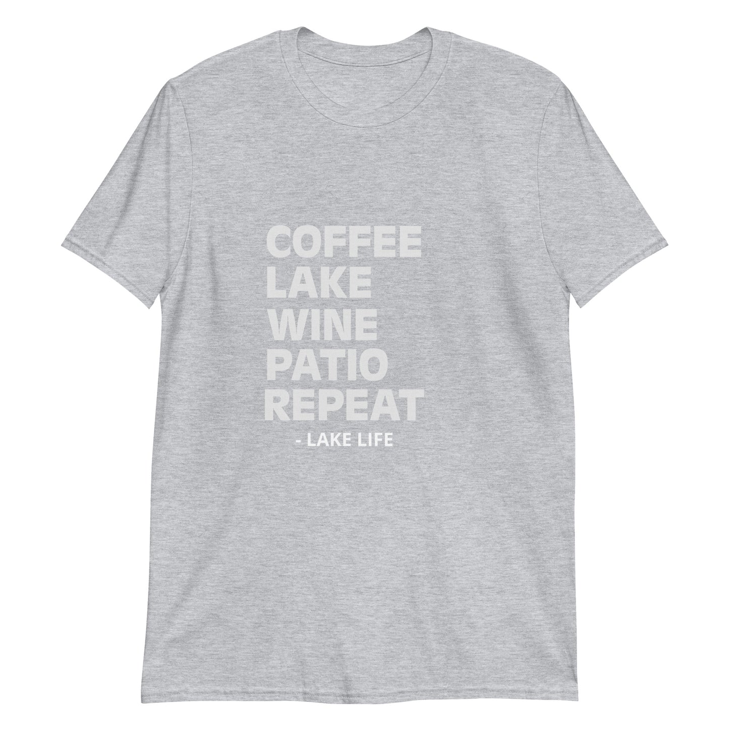 Lake Life - Coffee Lake Wine Patio Repeat Short-Sleeve Unisex T-Shirt