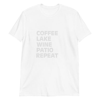 Lake Life - Coffee Lake Wine Patio Repeat Short-Sleeve Unisex T-Shirt