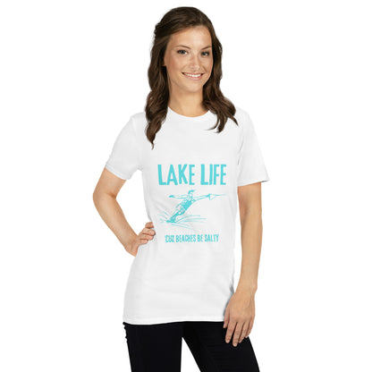 Lake Life Slalom Ski Cuz Beaches Be Salty Short-Sleeve Unisex T-Shirt