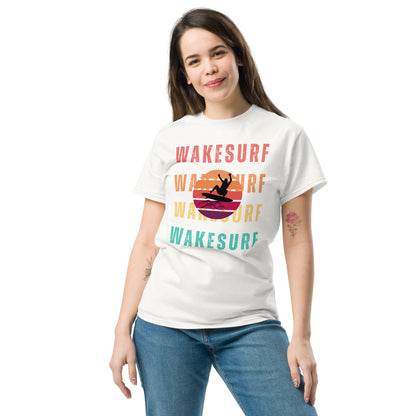 WAKESURF with jumping surfer Unisex classic tee