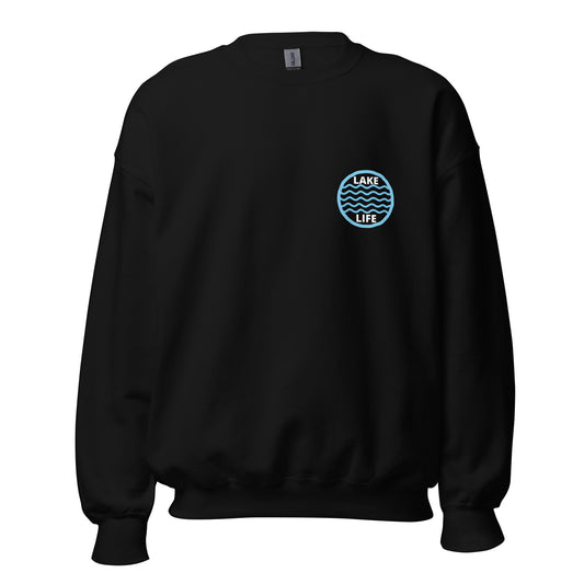 Lake Life Front & Back Circle Water Logo Front Left Chest X Oars on Back Unisex Sweatshirt