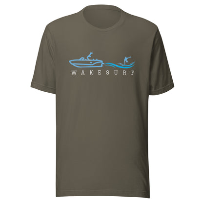 Wakesurf Boat with wakesurfer Unisex t-shirt