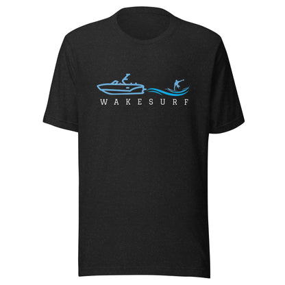 Wakesurf Boat with wakesurfer Unisex t-shirt