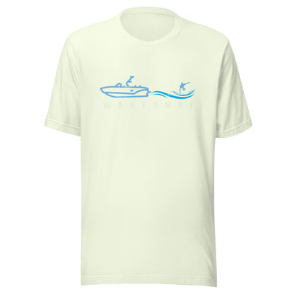 Wakesurf Boat with wakesurfer Unisex t-shirt