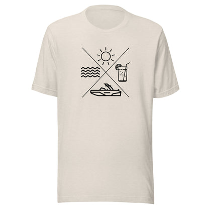 Lake Life X Sun Drink Boat Water Unisex t-shirt