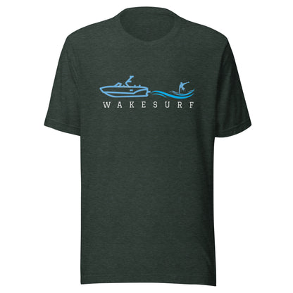 Wakesurf Boat with wakesurfer Unisex t-shirt