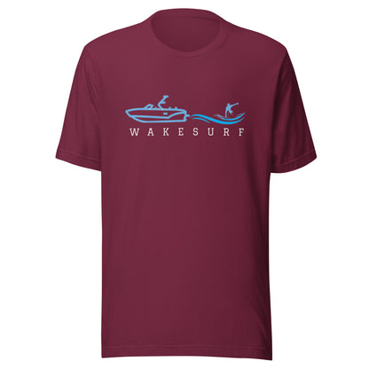 Wakesurf Boat with wakesurfer Unisex t-shirt