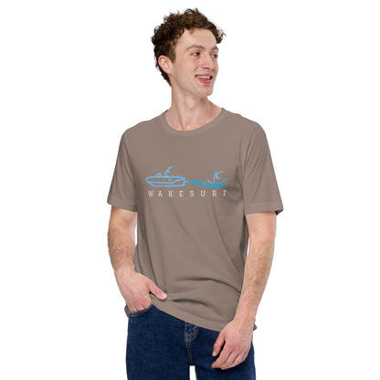 Wakesurf Boat with wakesurfer Unisex t-shirt