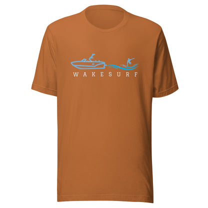 Wakesurf Boat with wakesurfer Unisex t-shirt