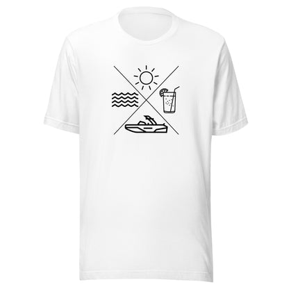 Lake Life X Sun Drink Boat Water Unisex t-shirt