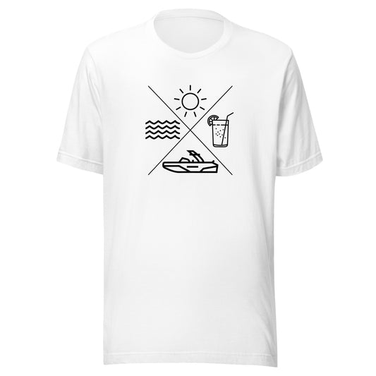 Lake Life X Sun Drink Boat Water Unisex t-shirt