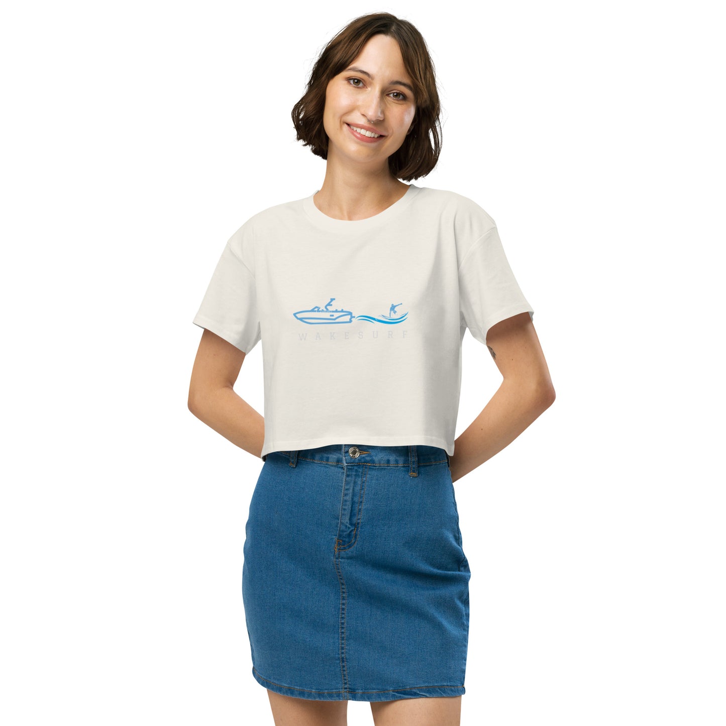 Wakesurf Boat & Surfer Women’s crop top