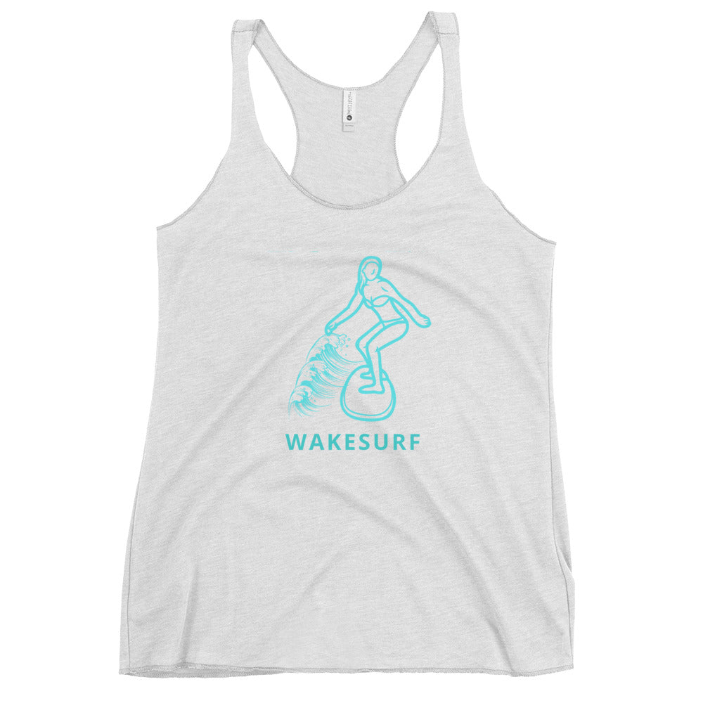 Wakesurf Lady Wakesurfer Riding The Wave Women's Racerback Tank