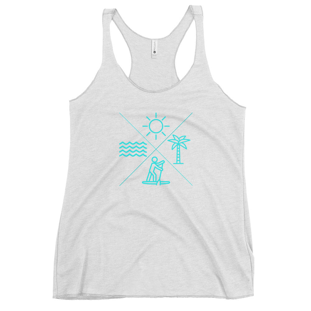 Paddleboard X Sun, Tree, Paddle, Water Women's Racerback Tank