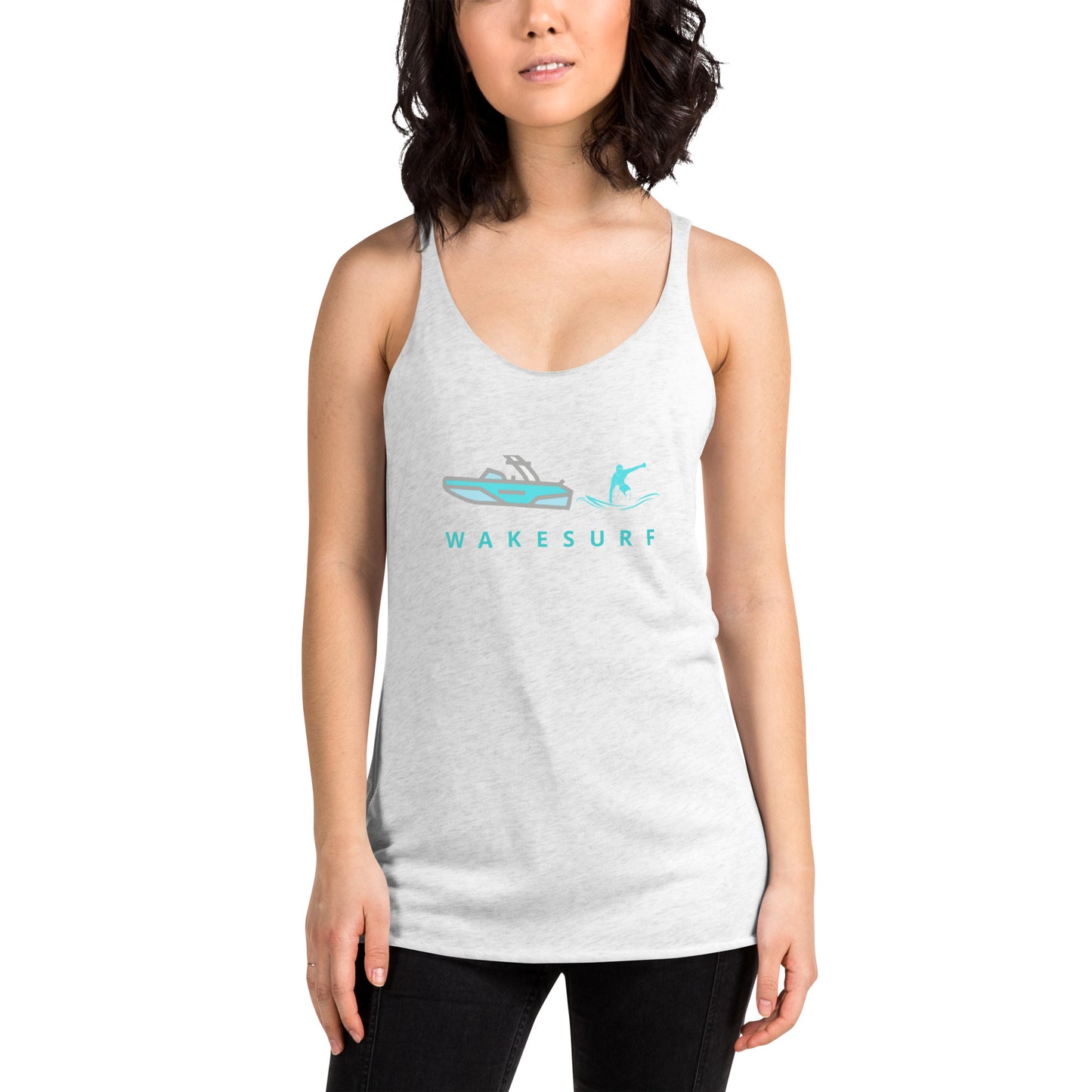 Wakesurf Boat & Surfer Women's Racerback Tank