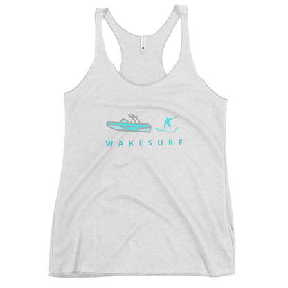 Wakesurf Boat & Surfer Women's Racerback Tank