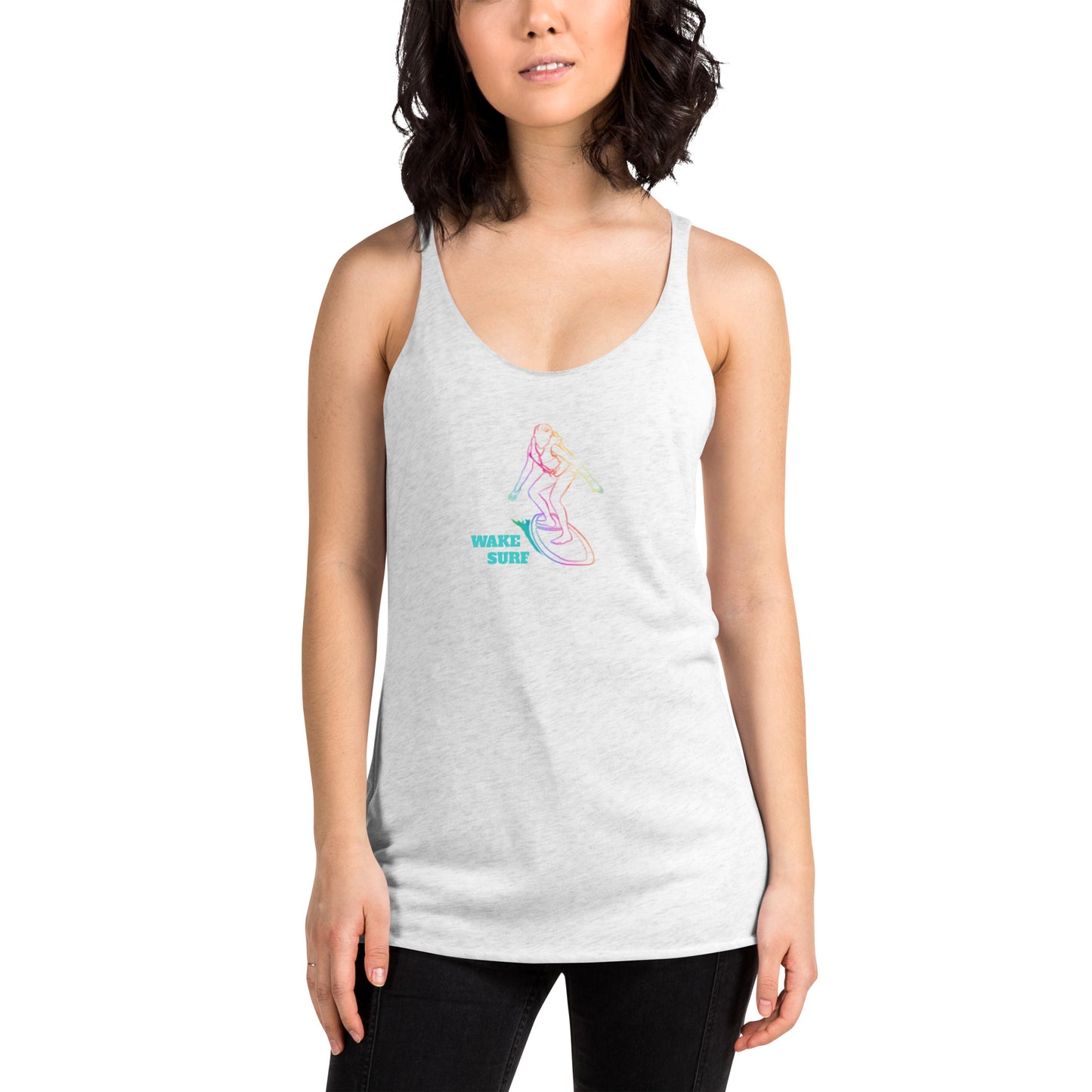 Colorful Lady Wake Surfer Women's Racerback Tank