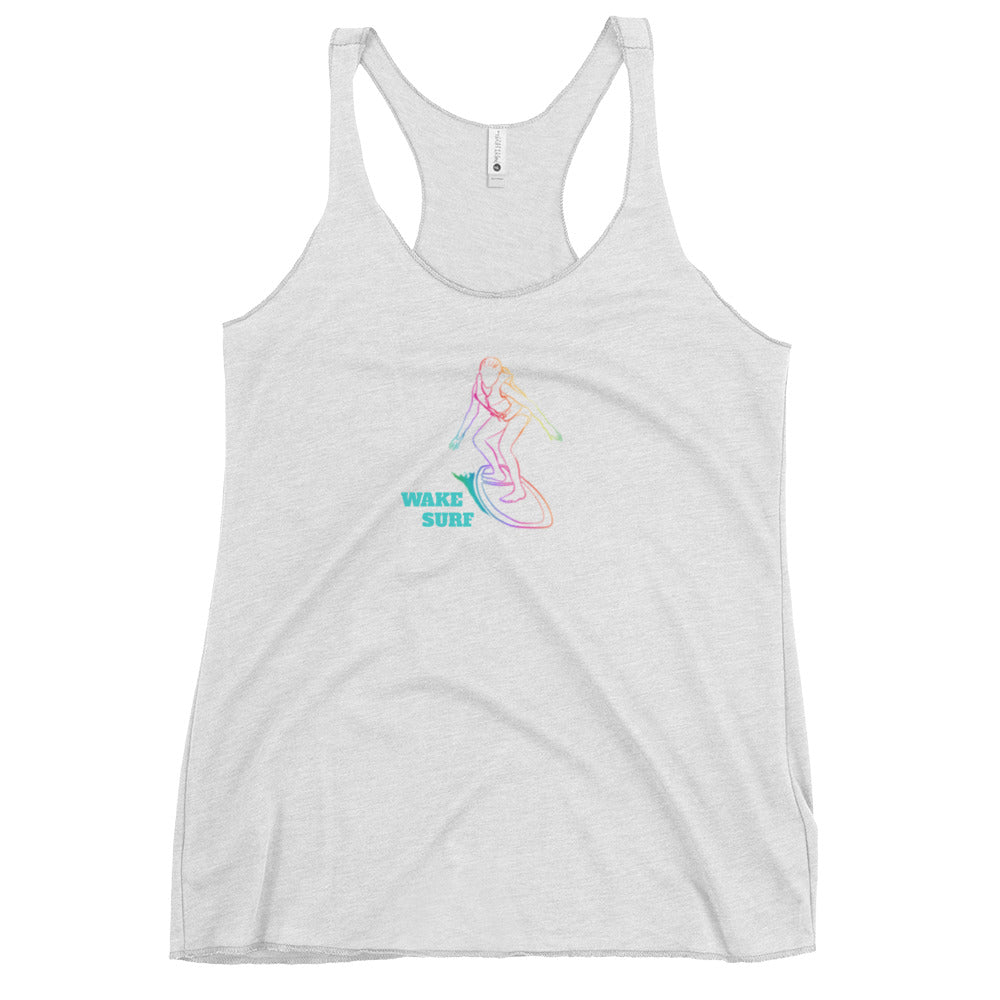 Colorful Lady Wake Surfer Women's Racerback Tank