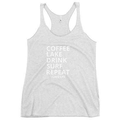 Coffee Lake Drink Surf Repeat - Lake Life Women's Racerback Tank