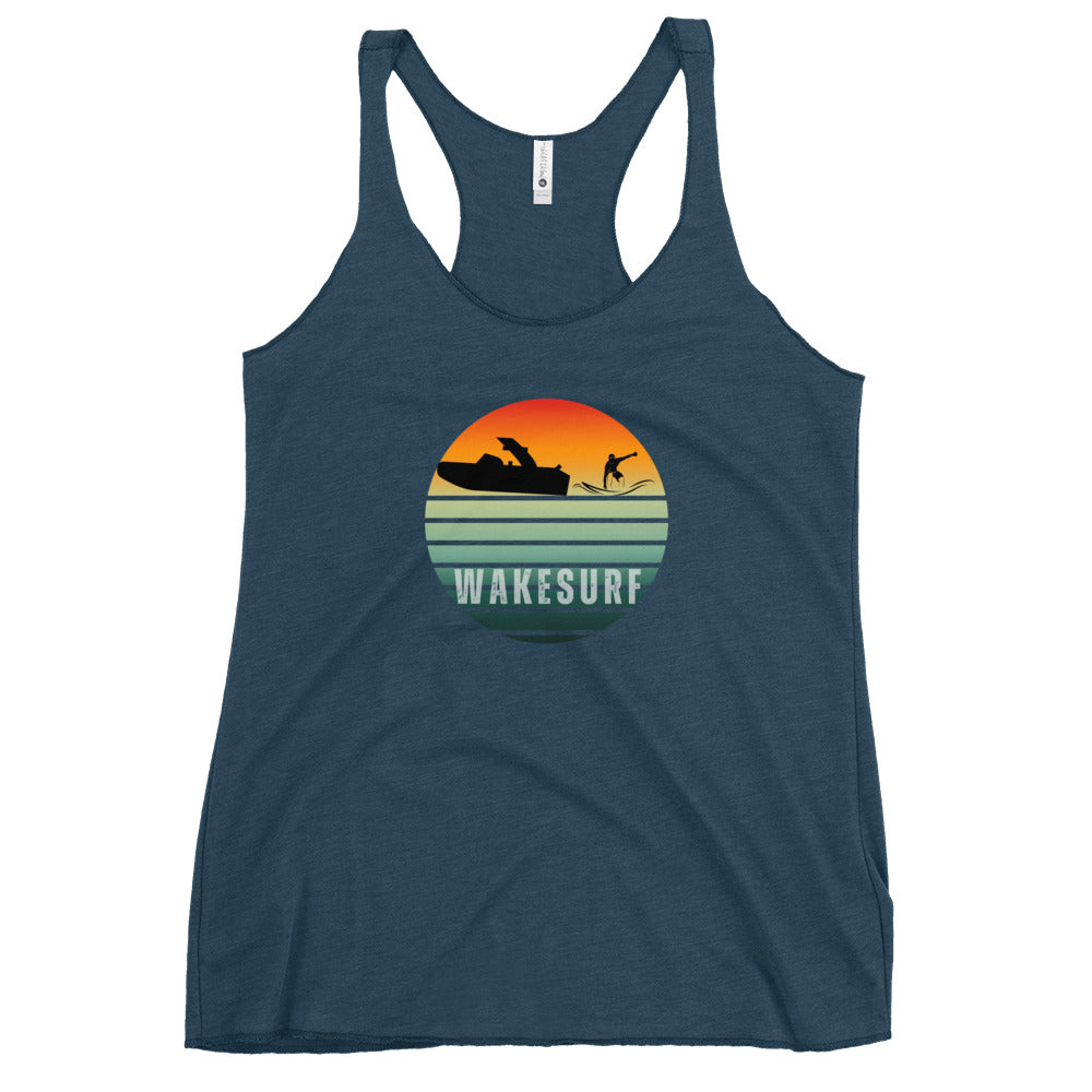 Wakesurf Sunset Silhouette Women's Racerback Tank