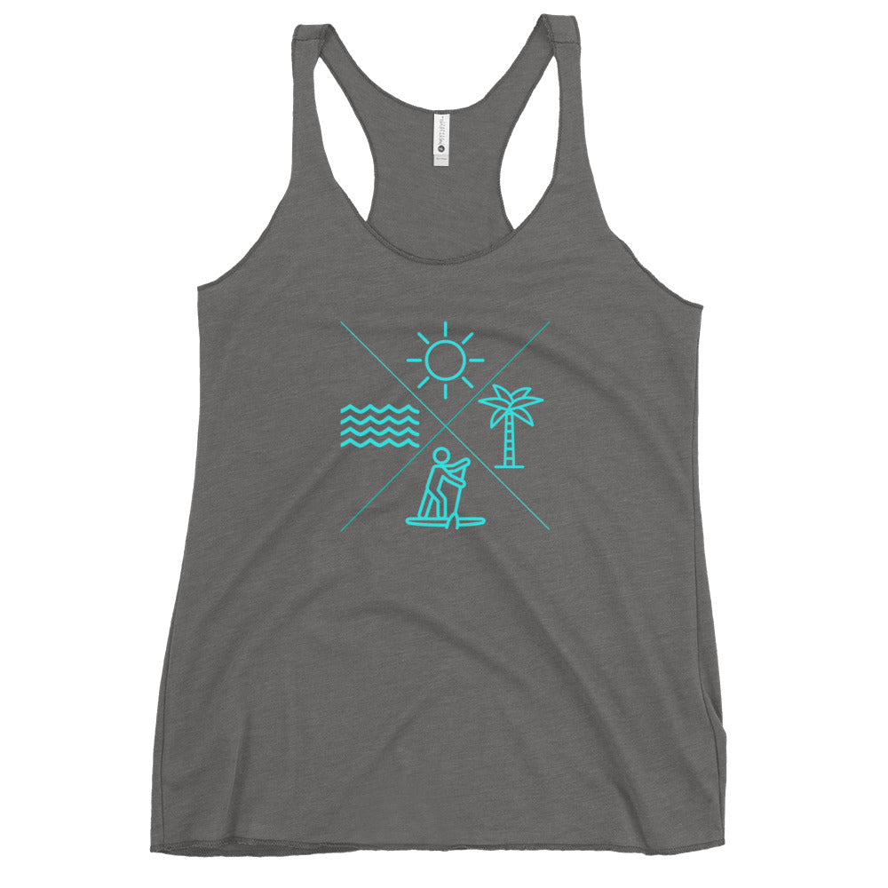 Paddleboard X Sun, Tree, Paddle, Water Women's Racerback Tank