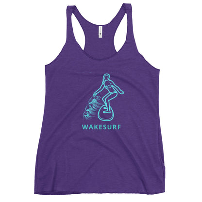 Wakesurf Lady Wakesurfer Riding The Wave Women's Racerback Tank