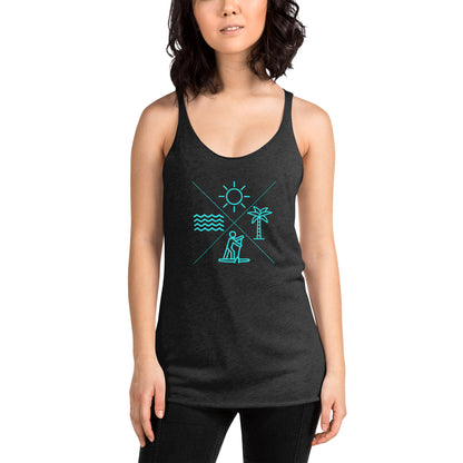 Paddleboard X Sun, Tree, Paddle, Water Women's Racerback Tank