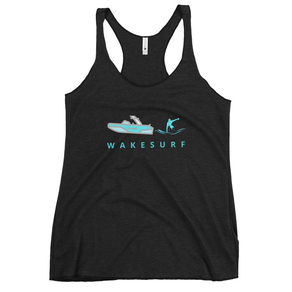 Wakesurf Boat & Surfer Women's Racerback Tank