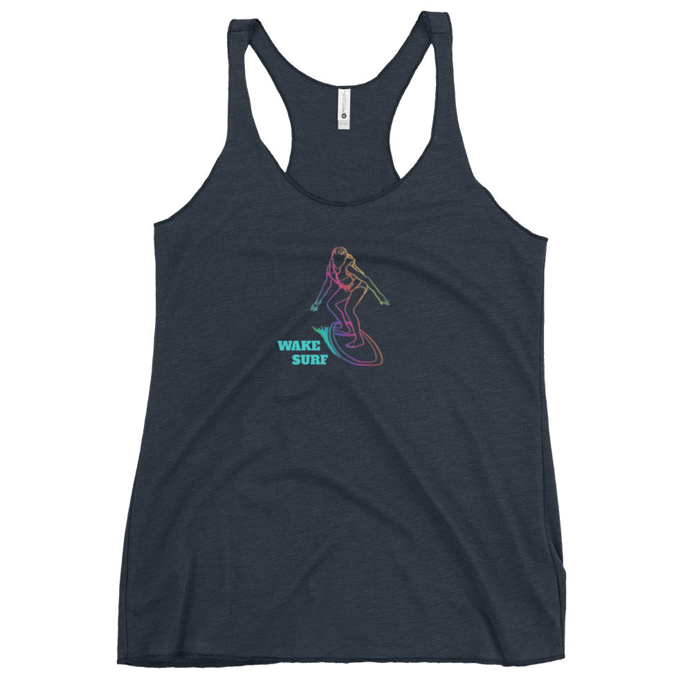 Colorful Lady Wake Surfer Women's Racerback Tank