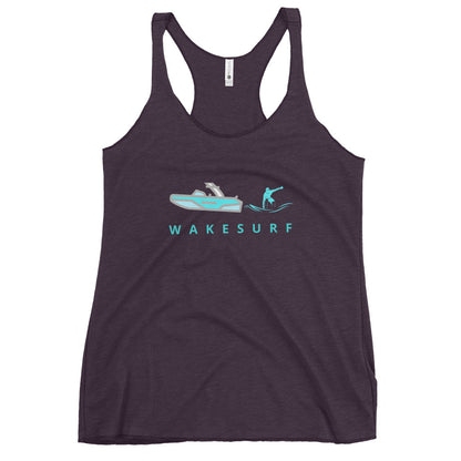 Wakesurf Boat & Surfer Women's Racerback Tank