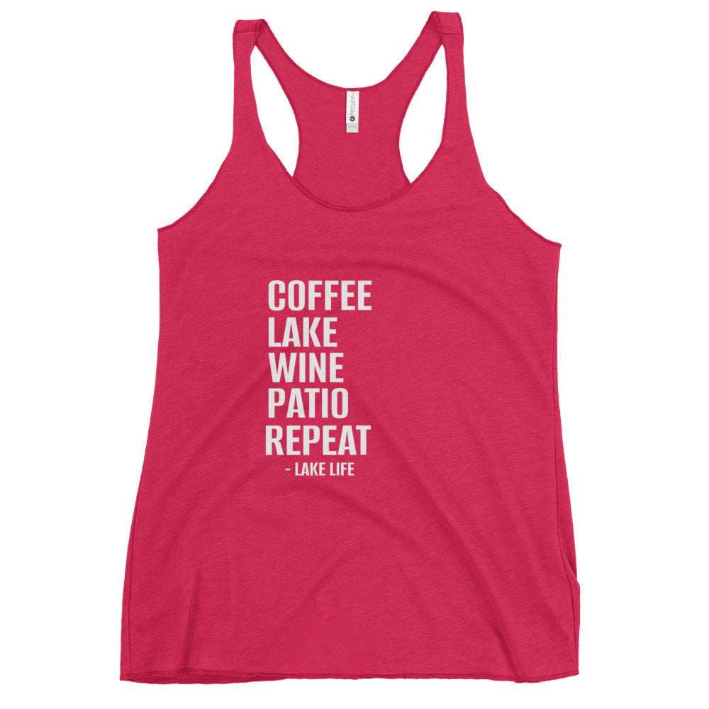 Lake Life - Coffee, Lake, Wine, Patios, Repeat Women's Racerback Tank