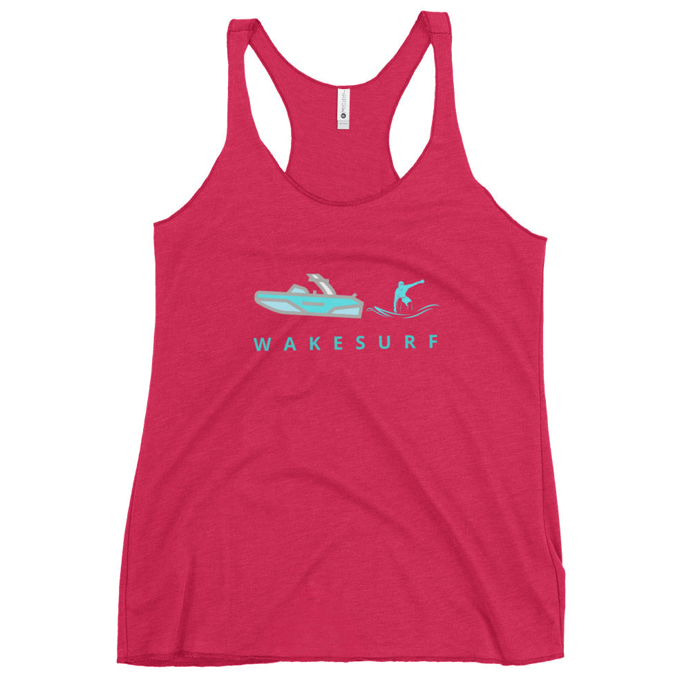 Wakesurf Boat & Surfer Women's Racerback Tank